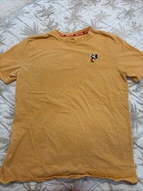 Unisex Mustard Short-Sleeve Crewneck T‑Shirt with Embroidered Character